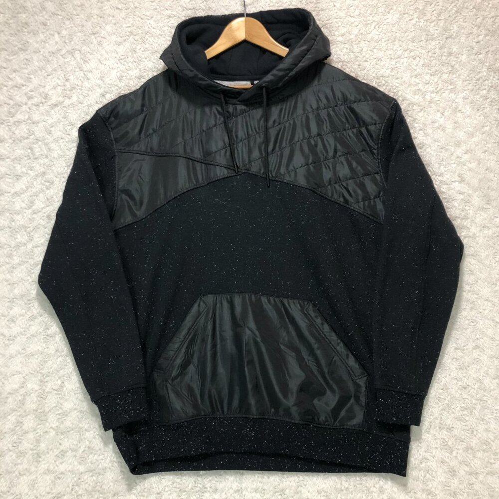 Quilted‎ Hoodie Pullover Sweatshirt Pouch Pocket Black Speckled Size 2XL - Picture 2 of 6